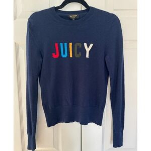 Vintage Juicy Couture Black Label "JUICY" Navy Blue Sweater, Small